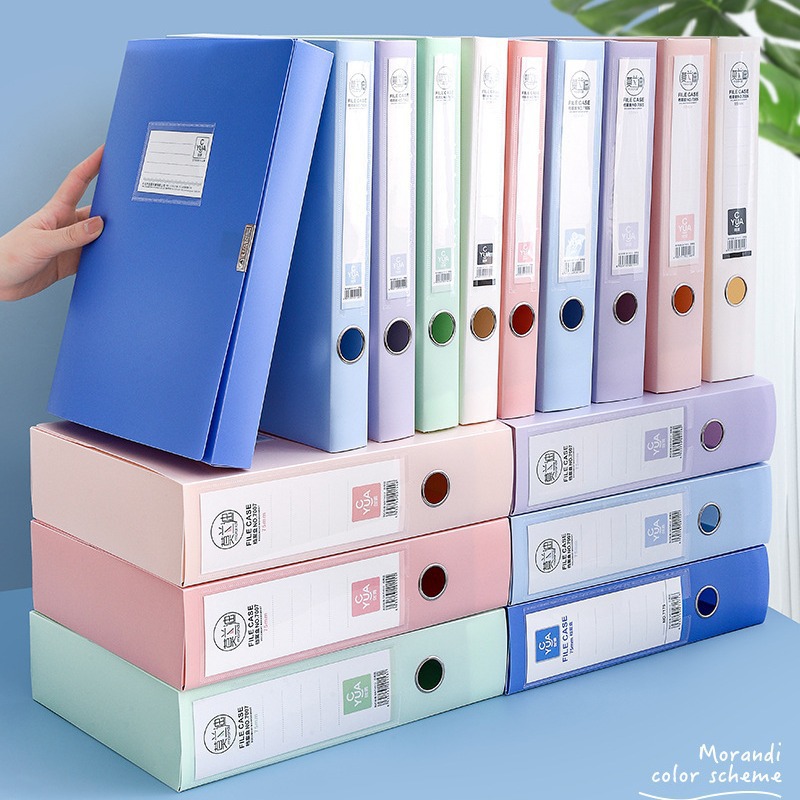 莫兰迪色系多功能档案盒A4文件夹资料收纳盒办公用品学生文具批发